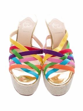 Christian Louboutin Crepon Espadrille Wedges 38